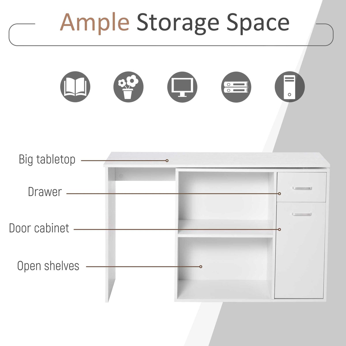 180° Rotating L-Shaped Corner Desk with Cabinet - White-Office Products > Office Furniture > Office Desks & Work Stations > Computer Desks-DECOROLALA