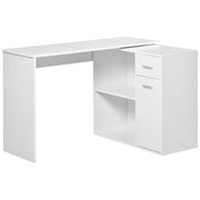 180° Rotating L-Shaped Corner Desk with Cabinet - White-Office Products > Office Furniture > Office Desks & Work Stations > Computer Desks-DECOROLALA