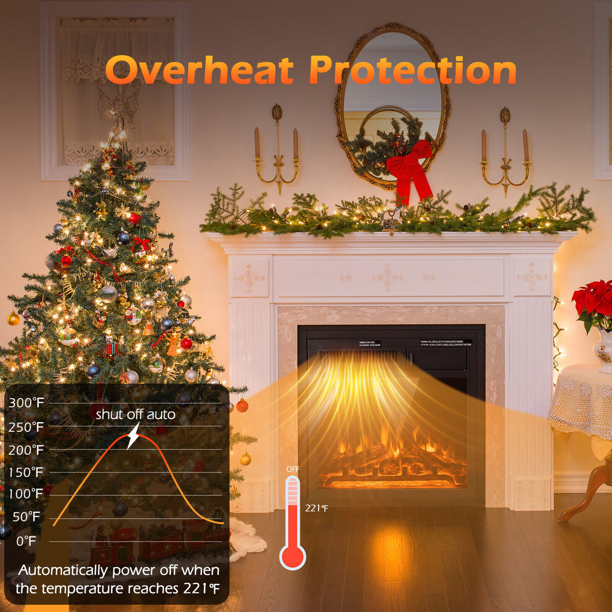 18/22.5 Inch Electric Fireplace Insert with 7-Level Adjustable Flame Brightness-Fireplaces-DECOROLALA