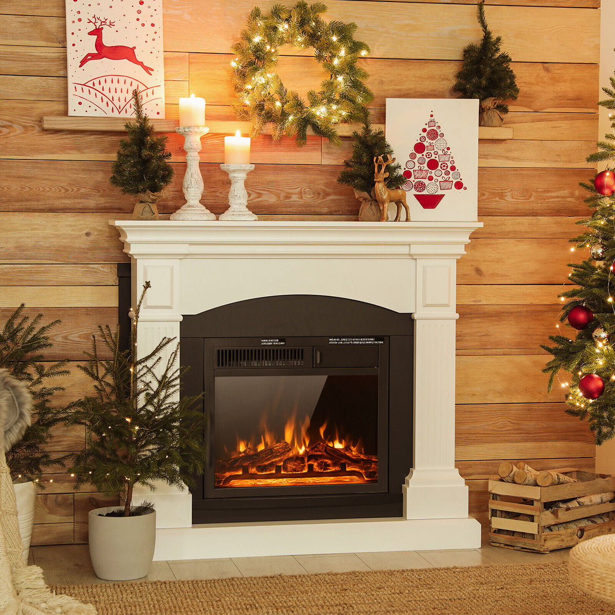 18/22.5 Inch Electric Fireplace Insert with 7-Level Adjustable Flame Brightness-Fireplaces-DECOROLALA