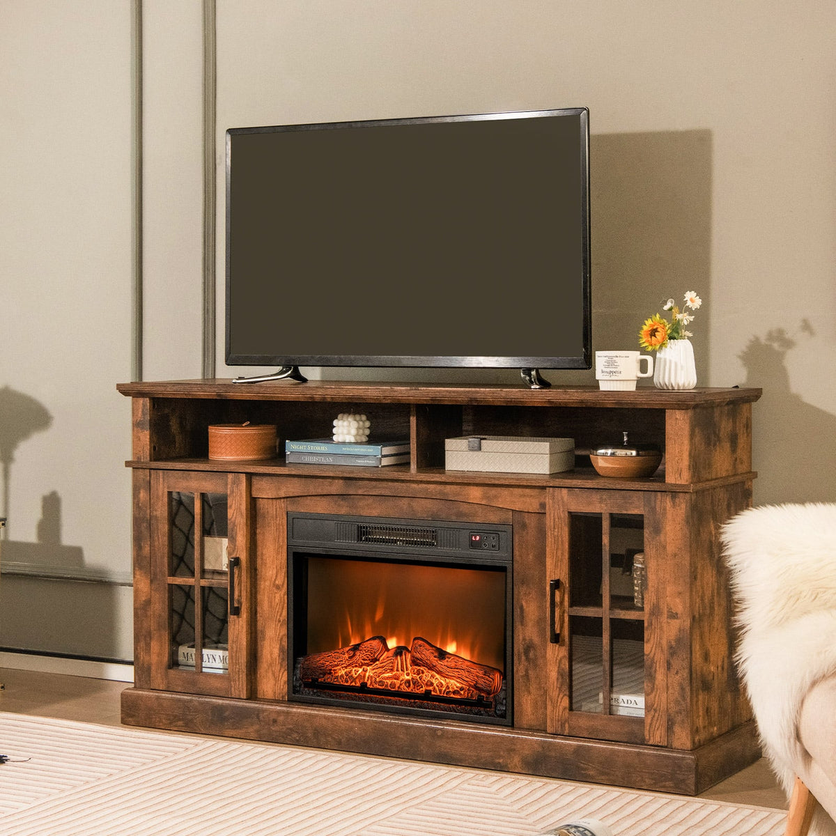 18/23 Inch Electric Fireplace Inserted with Adjustable LED Flame-23 inches-Fireplaces-DECOROLALA