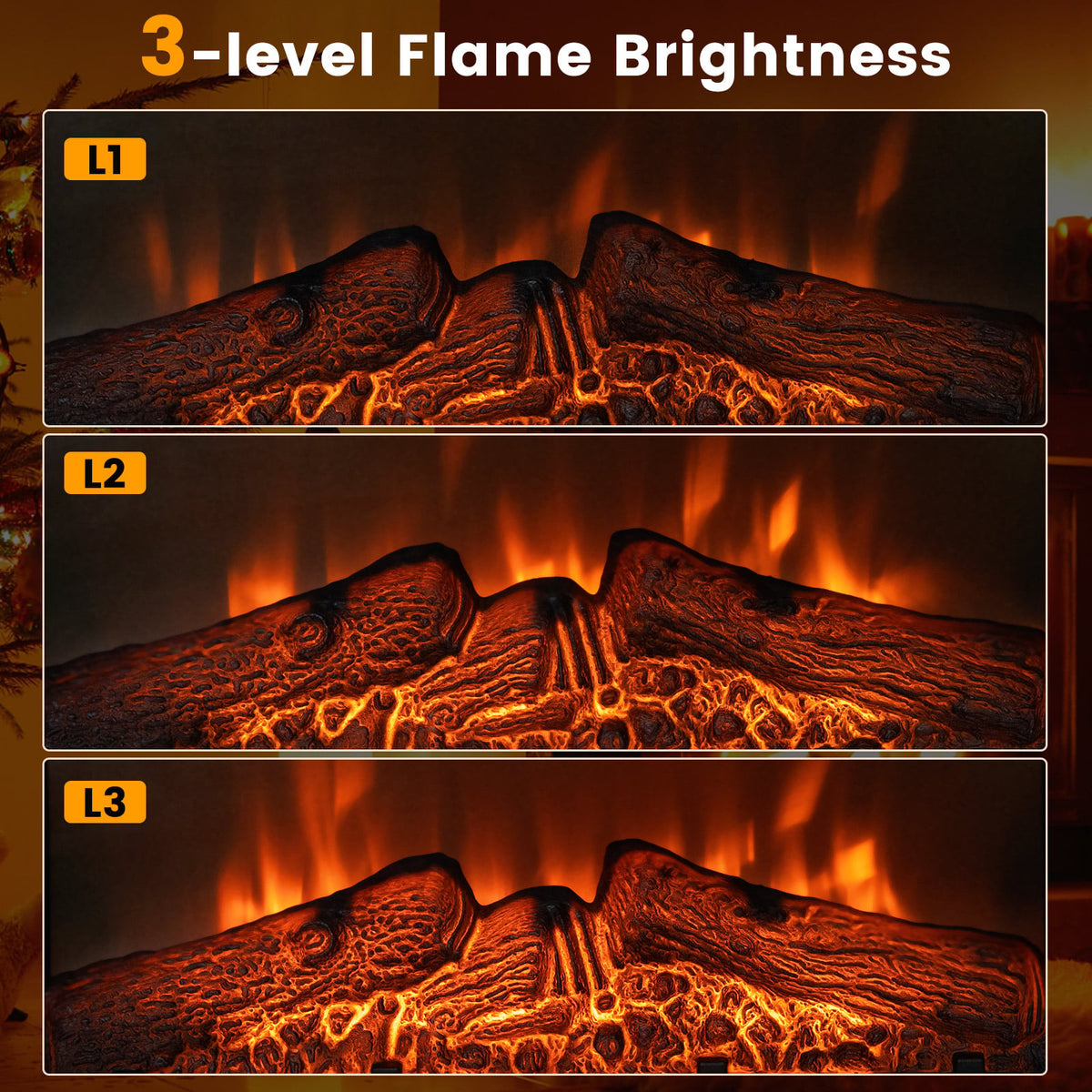 18/23 Inch Electric Fireplace Inserted with Adjustable LED Flame-23 inches-Fireplaces-DECOROLALA