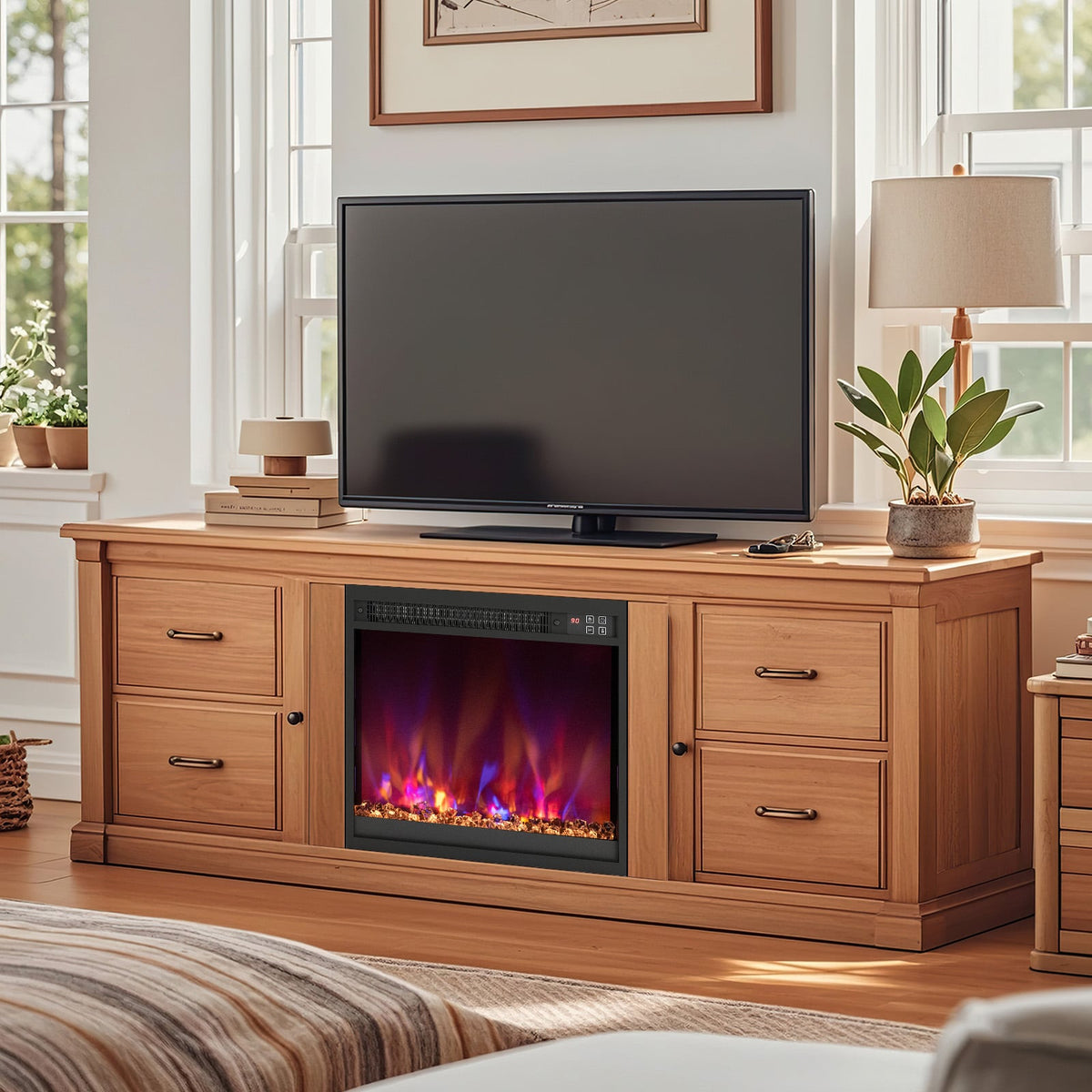 18/23/26 Inch 1500W Electric Fireplace Insert with Remote Control-18 inches-Fireplaces-DECOROLALA