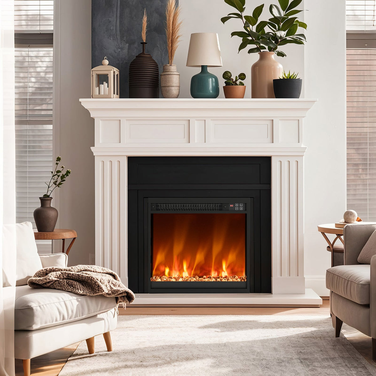 18/23/26 Inch 1500W Electric Fireplace Insert with Remote Control-18 inches-Fireplaces-DECOROLALA