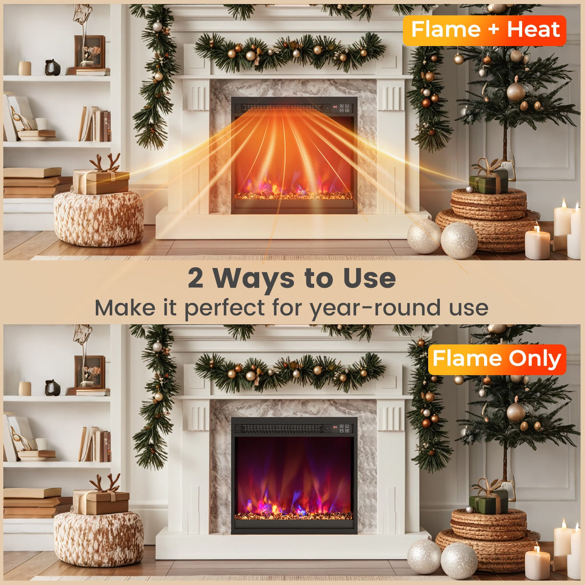 18/23/26 Inch 1500W Electric Fireplace Insert with Remote Control-18 inches-Fireplaces-DECOROLALA