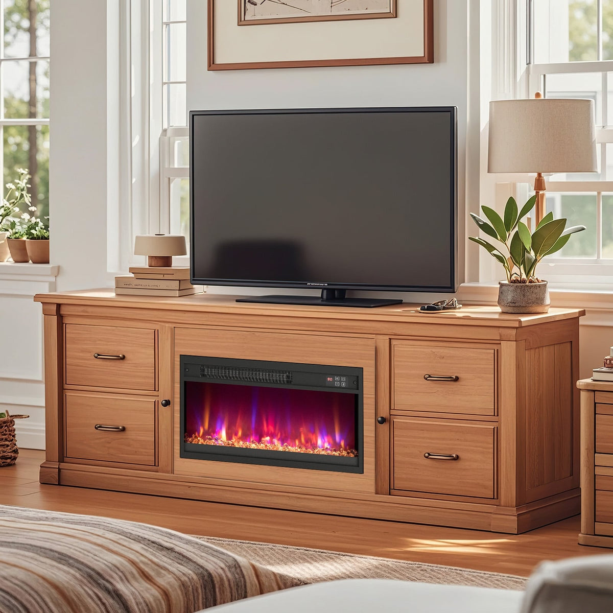18/23/26 Inch 1500W Electric Fireplace Insert with Remote Control-23 inches-Fireplaces-DECOROLALA