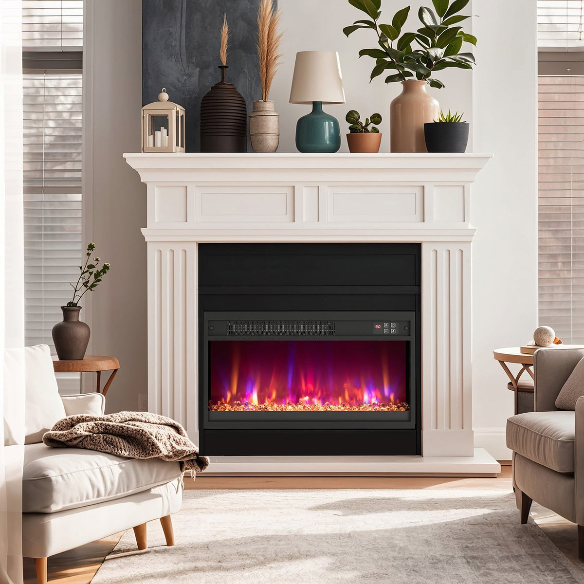 18/23/26 Inch 1500W Electric Fireplace Insert with Remote Control-23 inches-Fireplaces-DECOROLALA