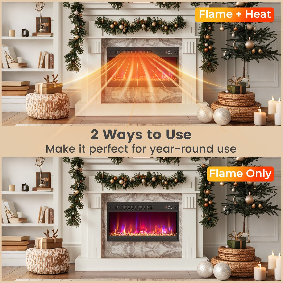 18/23/26 Inch 1500W Electric Fireplace Insert with Remote Control-23 inches-Fireplaces-DECOROLALA