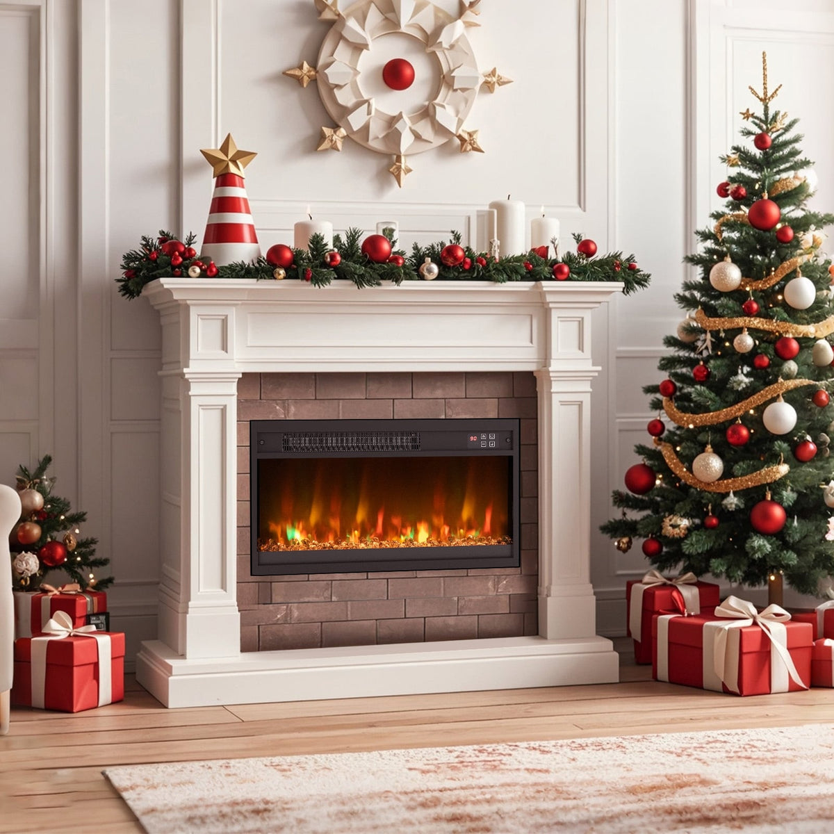 18/23/26 Inch 1500W Electric Fireplace Insert with Remote Control-23 inches-Fireplaces-DECOROLALA