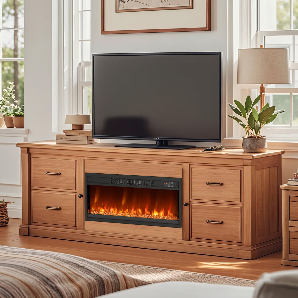 18/23/26 Inch 1500W Electric Fireplace Insert with Remote Control-26 inches-Fireplaces-DECOROLALA