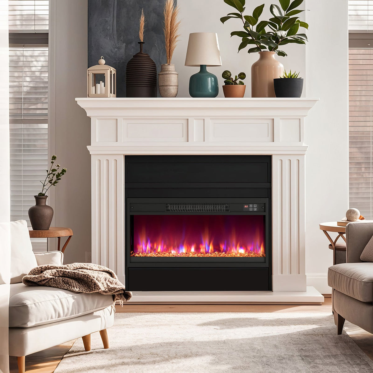 18/23/26 Inch 1500W Electric Fireplace Insert with Remote Control-26 inches-Fireplaces-DECOROLALA