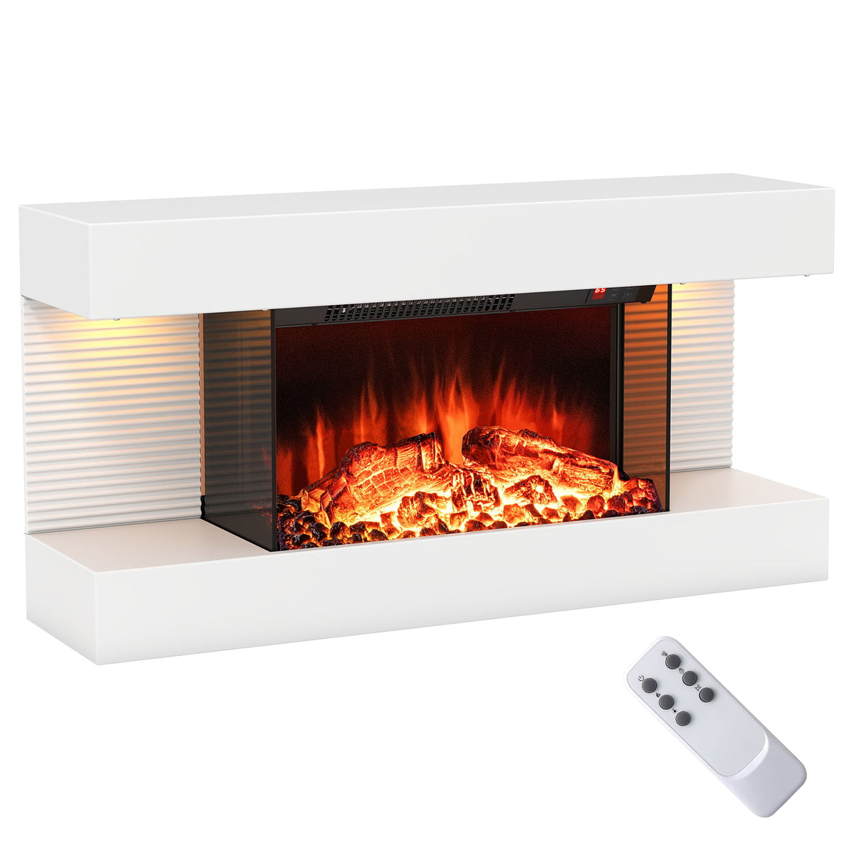 18/36 Inch 3-Sided Wall Mounted Electric Fireplace with 32/50 Inch Wide Floating Mantle-32 Inch-Fireplaces-DECOROLALA