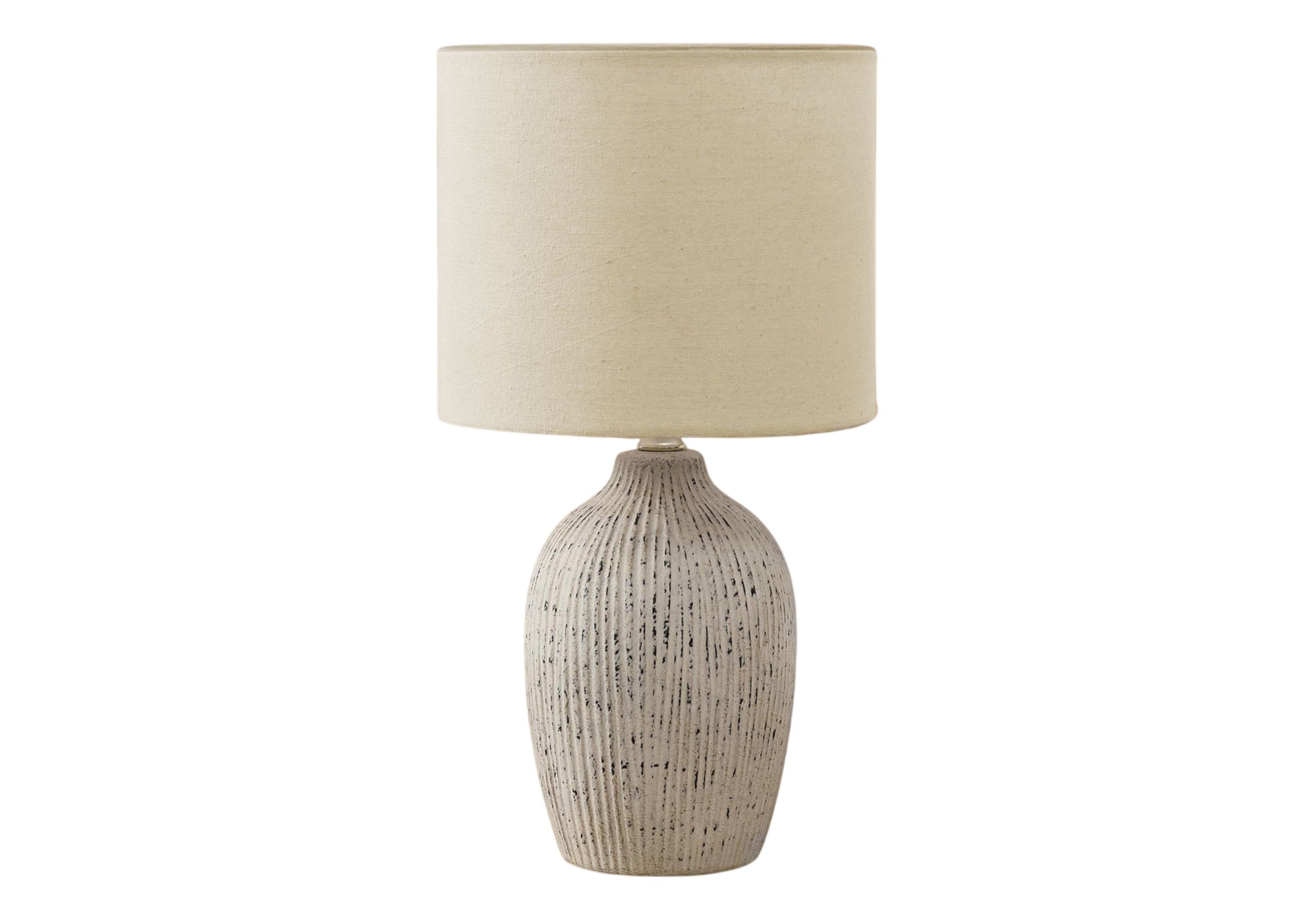 18"H Beige Ceramic Table Lamp with Fabric Shade-Lighting-DECOROLALA
