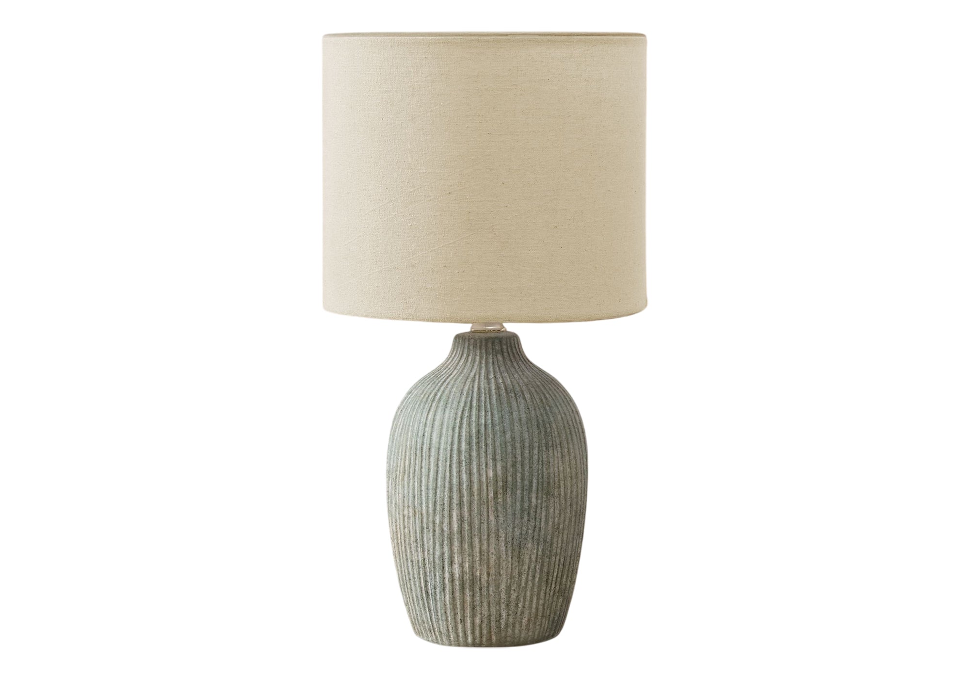 18"H Beige Ceramic Table Lamp with Fabric Shade-Lighting-DECOROLALA