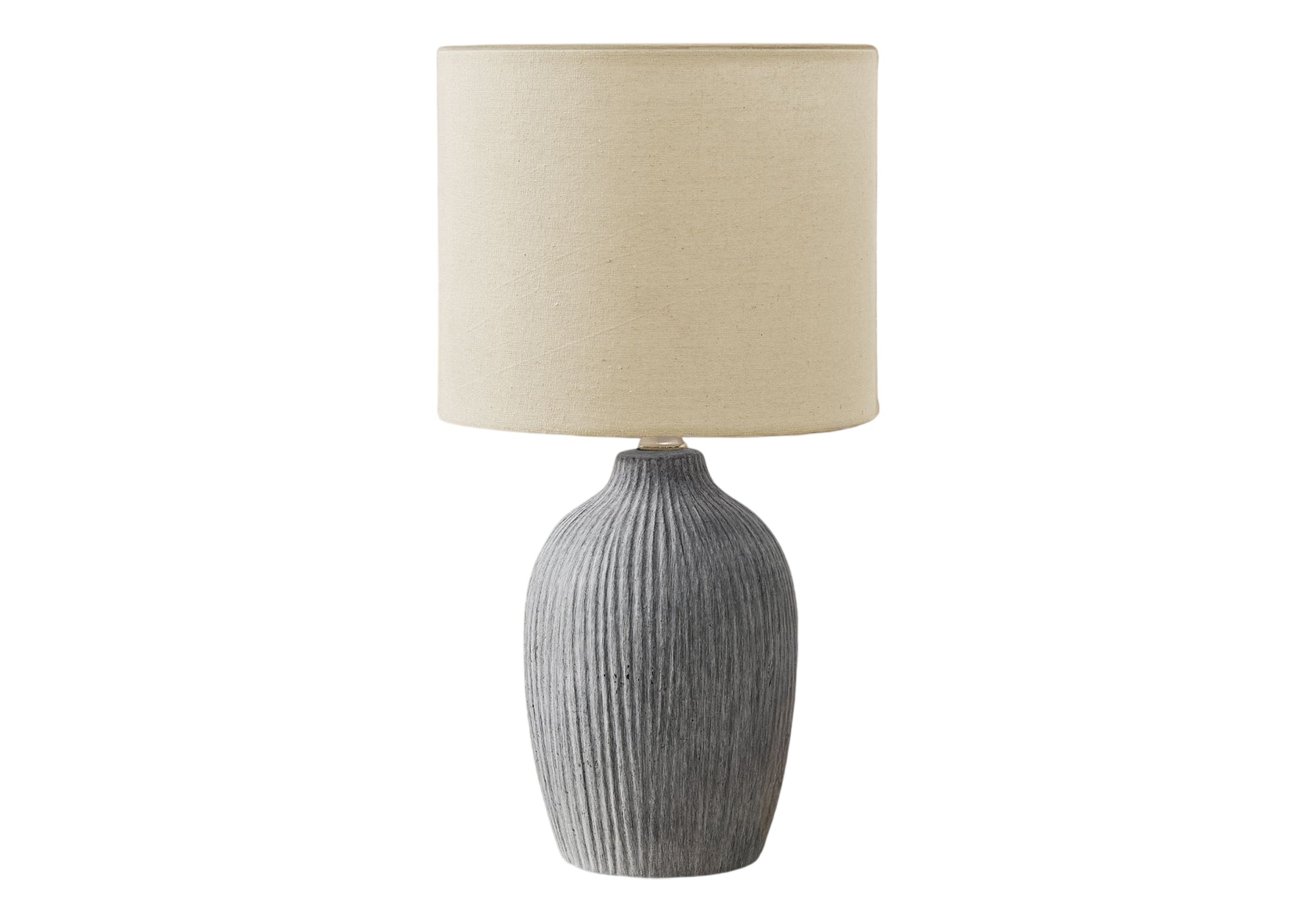 18"H Beige Ceramic Table Lamp with Fabric Shade-Lighting-DECOROLALA