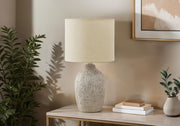 18"H Beige Ceramic Table Lamp with Fabric Shade-Lighting-DECOROLALA