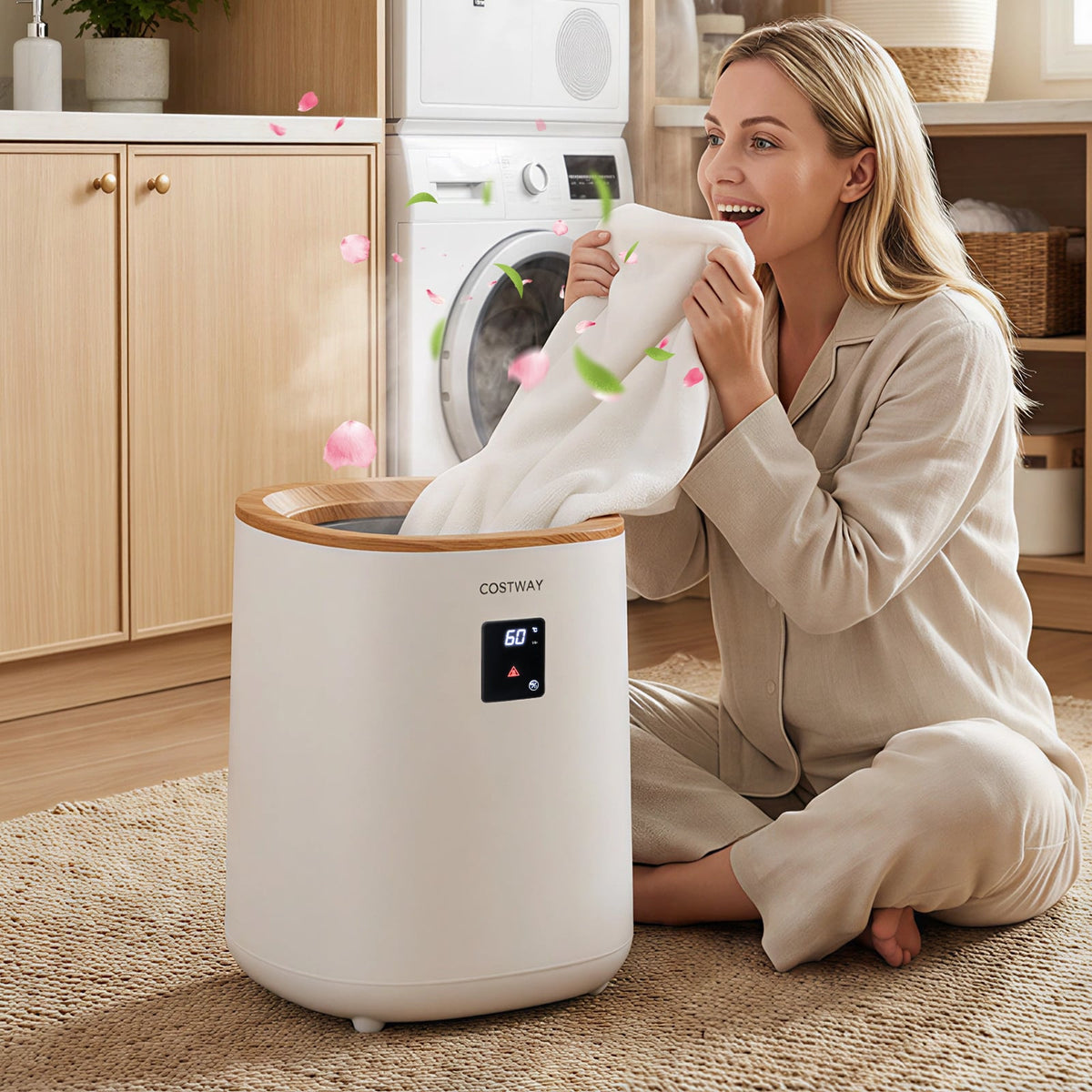 18L Large Blanket & Towel Warmer Bucket with LED Display - White-Dryers-DECOROLALA
