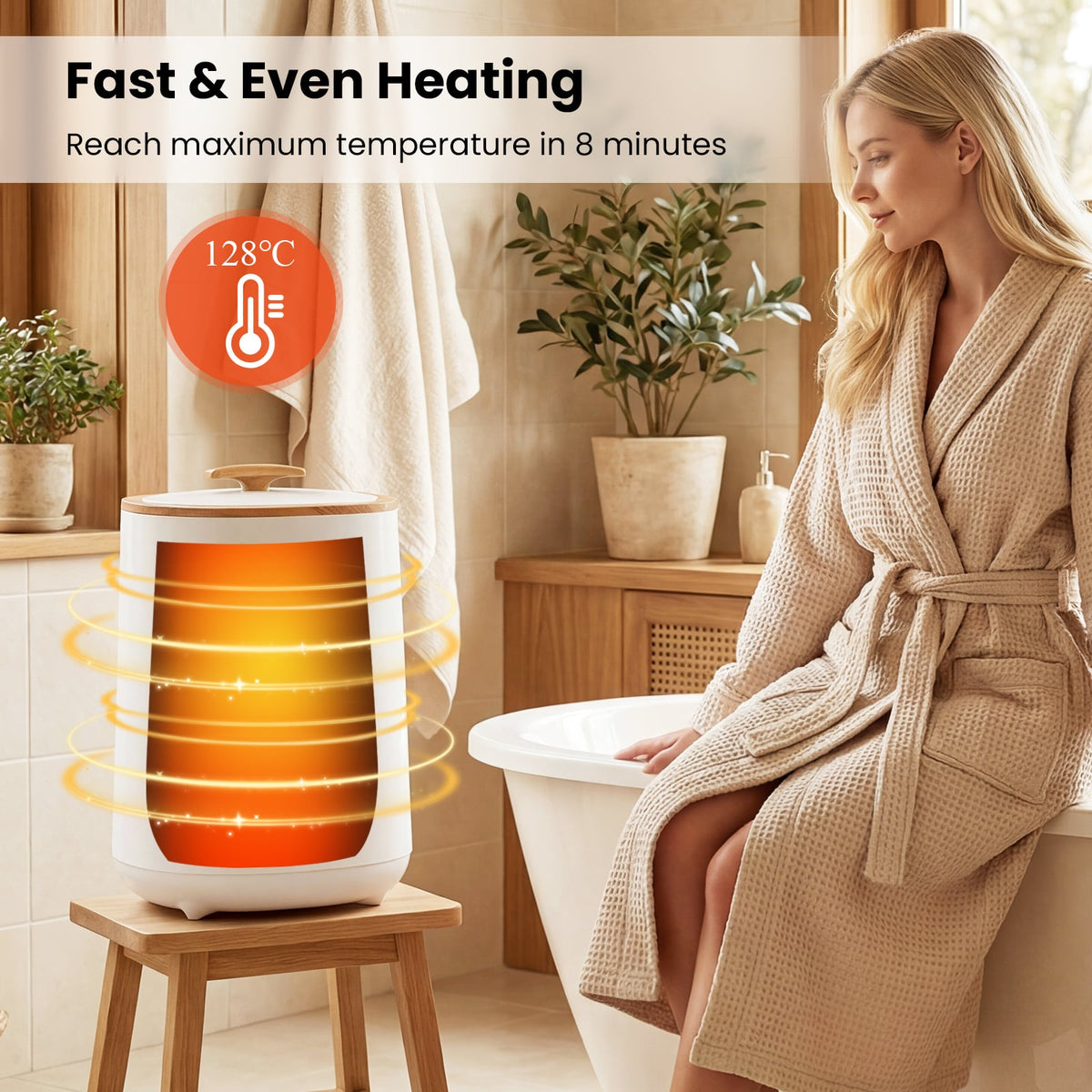 18L Large Blanket & Towel Warmer Bucket with LED Display - White-Dryers-DECOROLALA