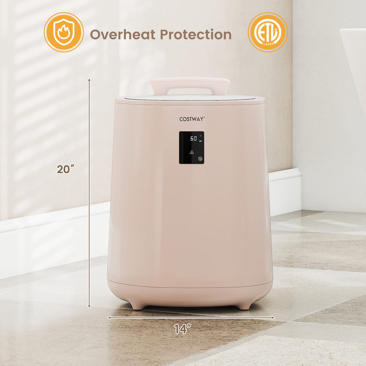 18L Large Towel Warmer Bucket with LED Display - Pink-Dryers-DECOROLALA