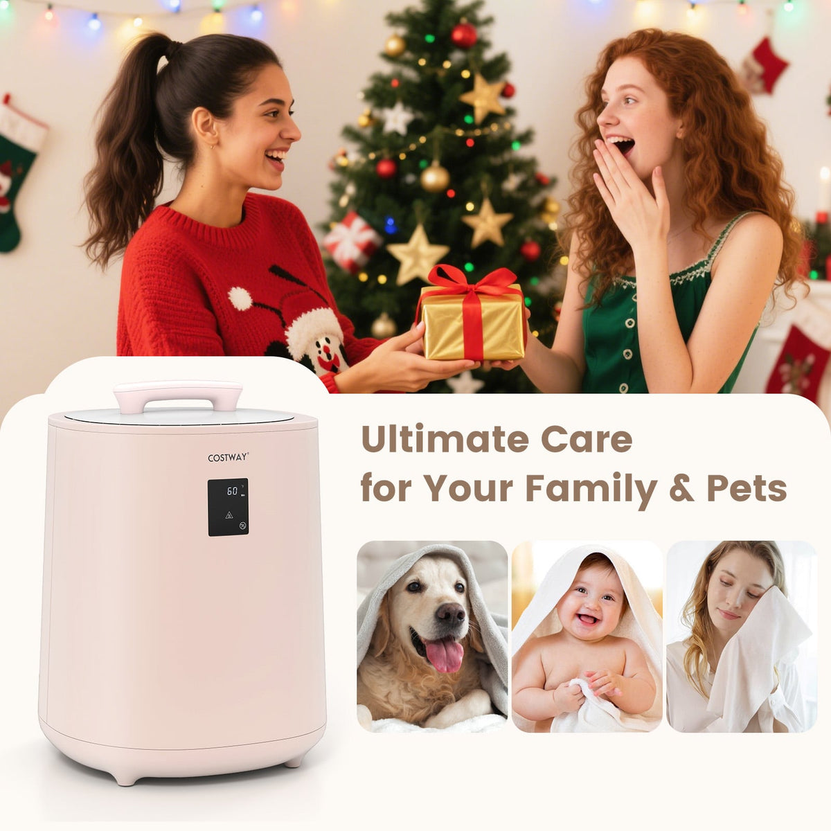 18L Large Towel Warmer Bucket with LED Display - Pink-Dryers-DECOROLALA