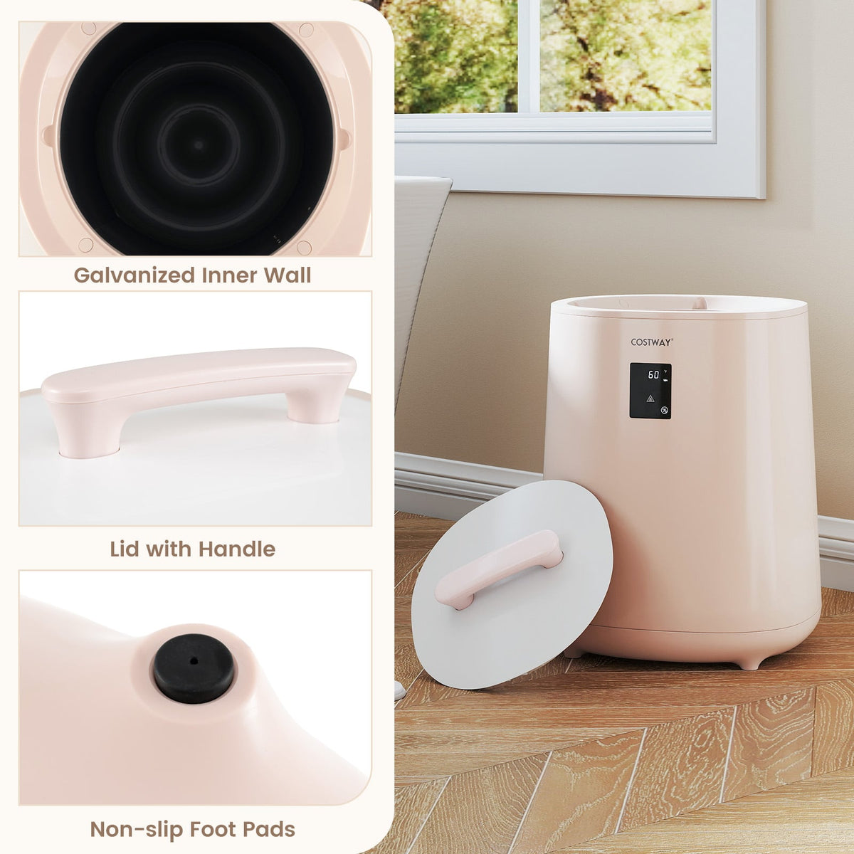 18L Large Towel Warmer Bucket with LED Display - Pink-Dryers-DECOROLALA