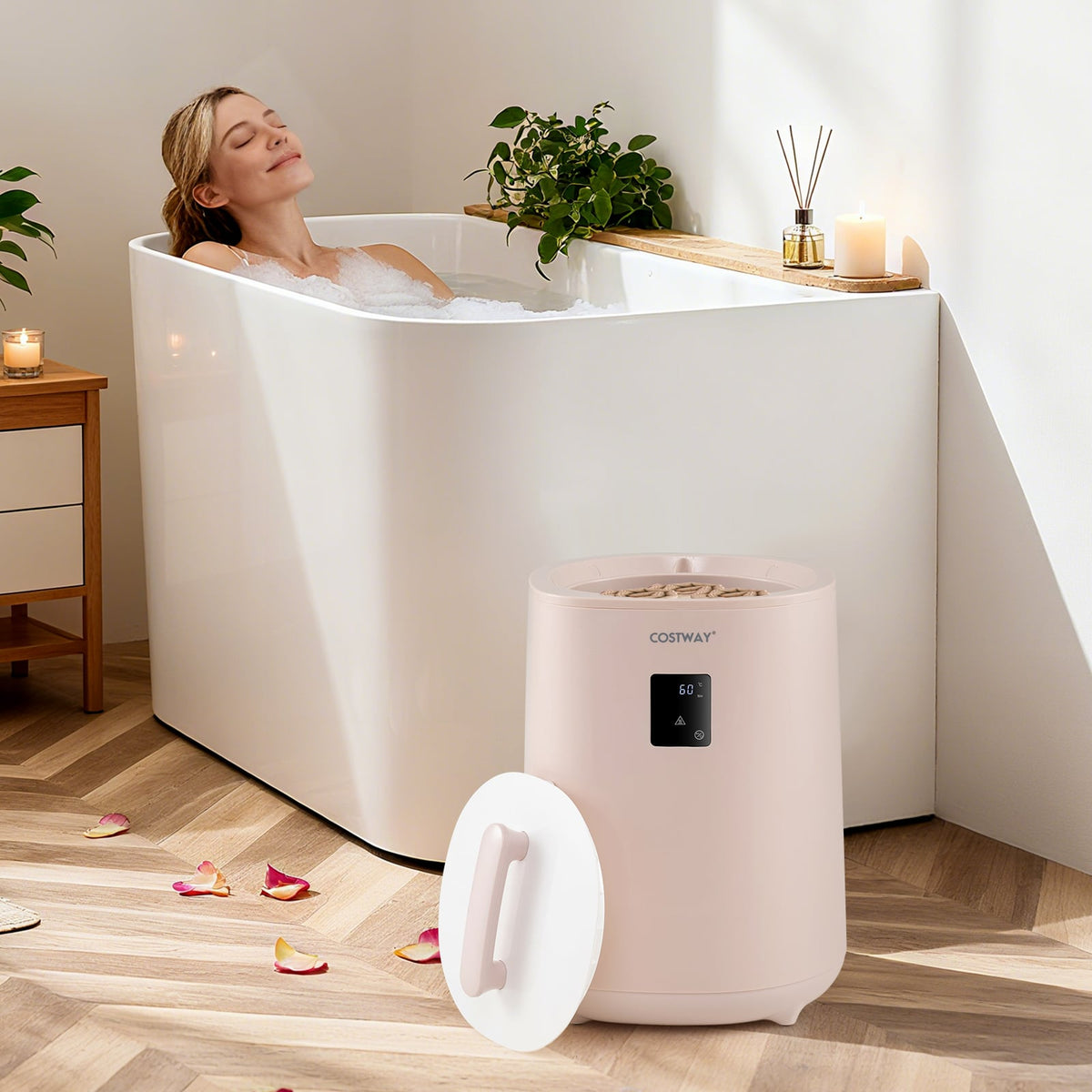 18L Large Towel Warmer Bucket with LED Display - Pink-Dryers-DECOROLALA