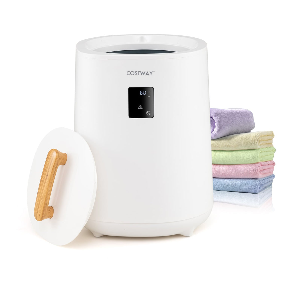 18L Large Towel Warmer Bucket with LED Display - White-Dryers-DECOROLALA
