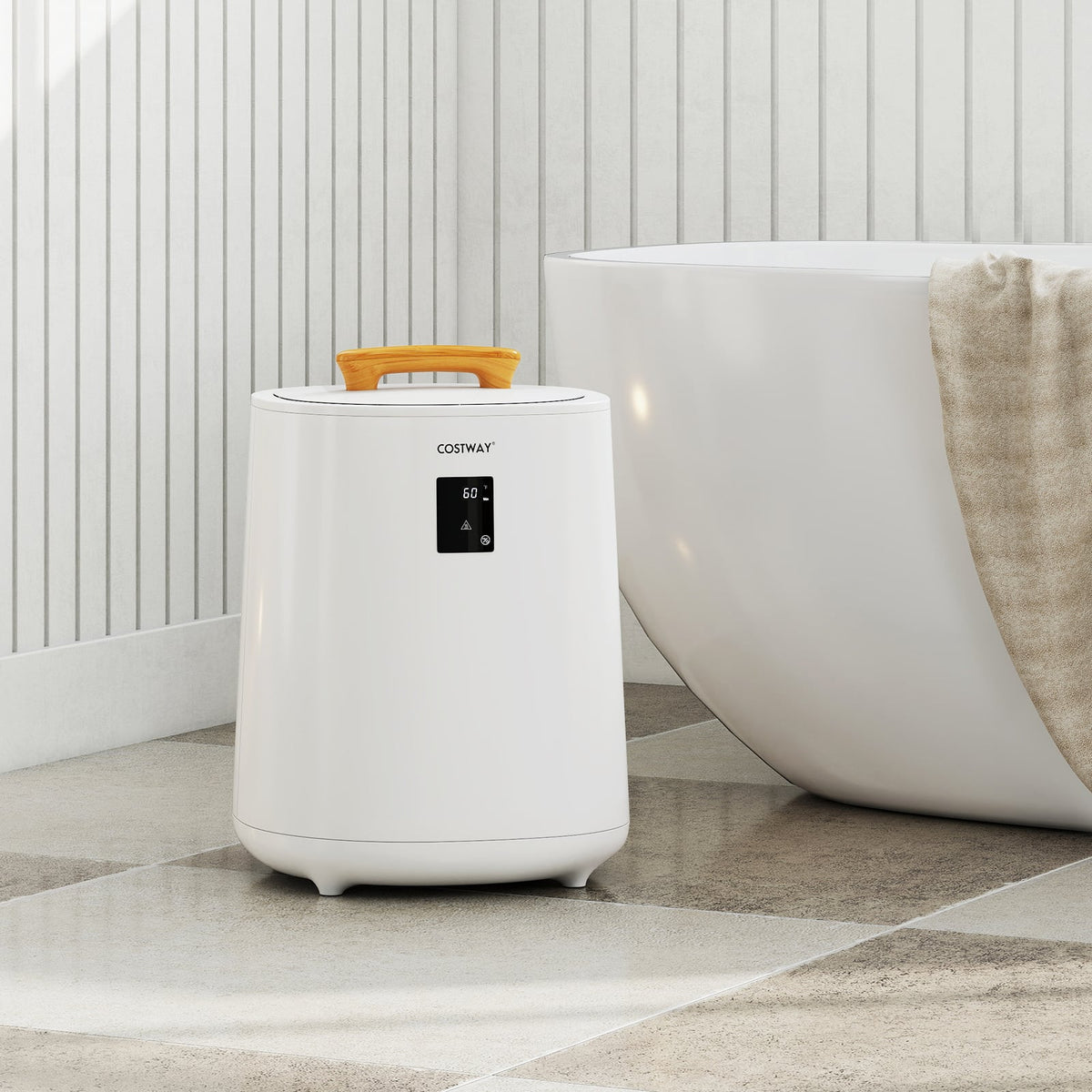 18L Large Towel Warmer Bucket with LED Display - White-Dryers-DECOROLALA