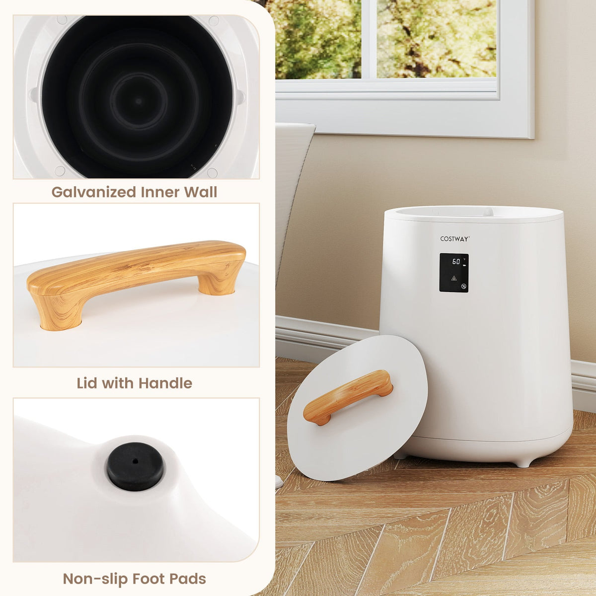 18L Large Towel Warmer Bucket with LED Display - White-Dryers-DECOROLALA