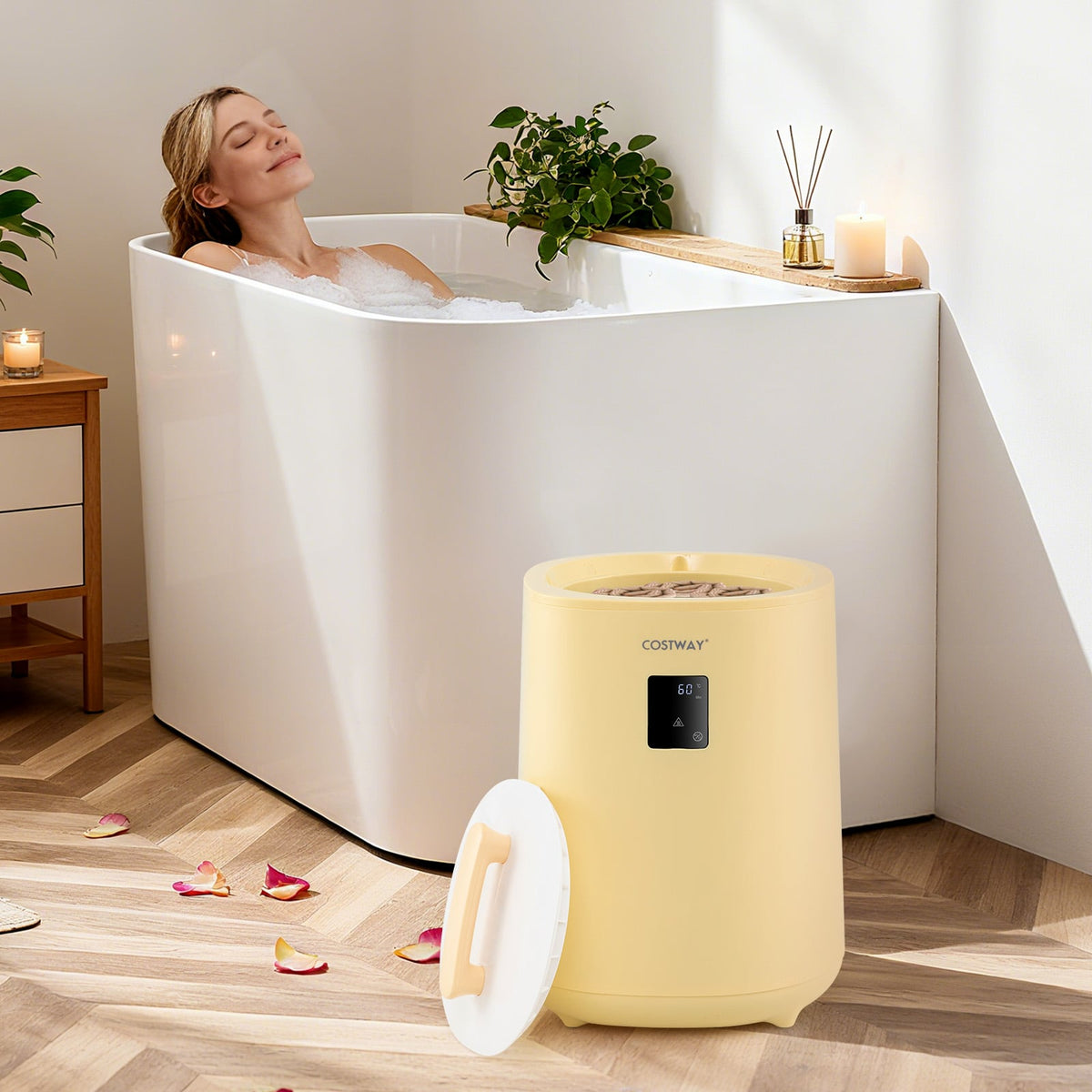 18L Large Towel Warmer Bucket with LED Display - Yellow-Dryers-DECOROLALA