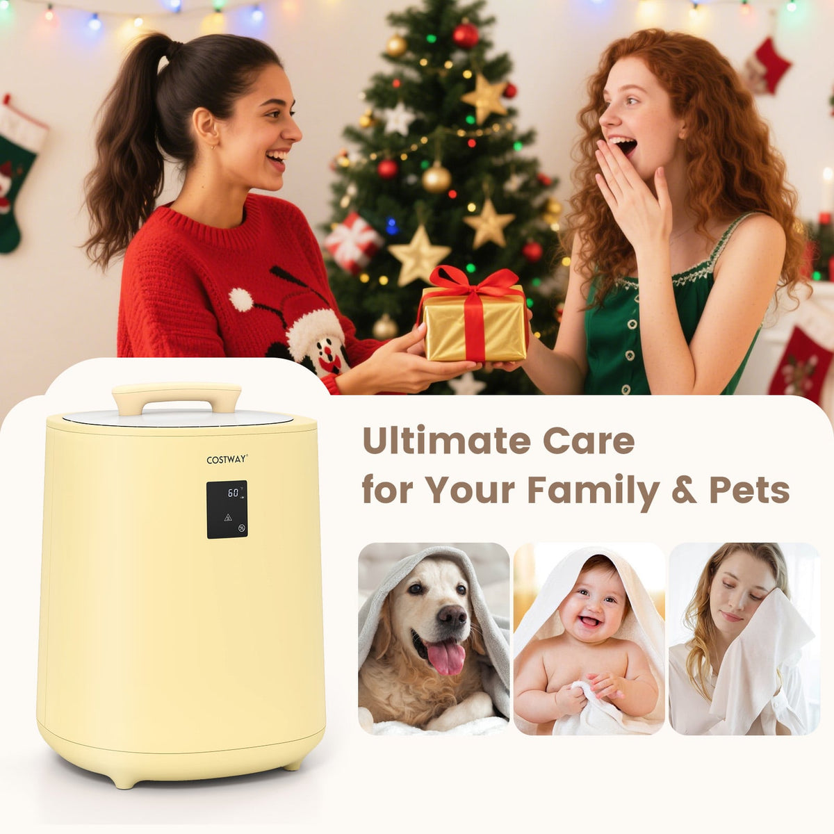 18L Large Towel Warmer Bucket with LED Display - Yellow-Dryers-DECOROLALA