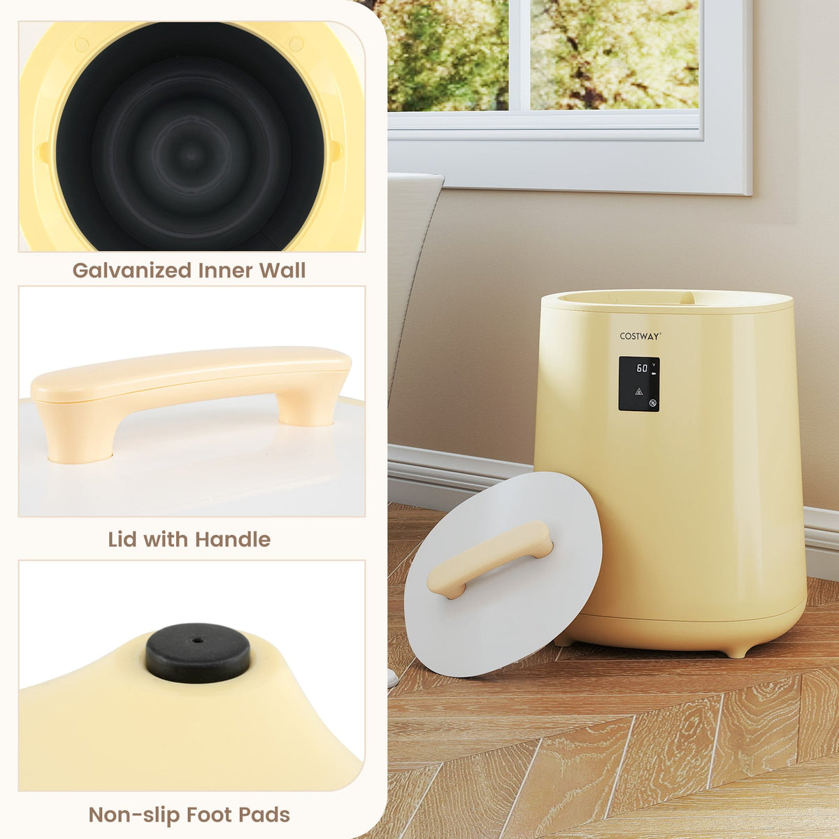 18L Large Towel Warmer Bucket with LED Display - Yellow-Dryers-DECOROLALA