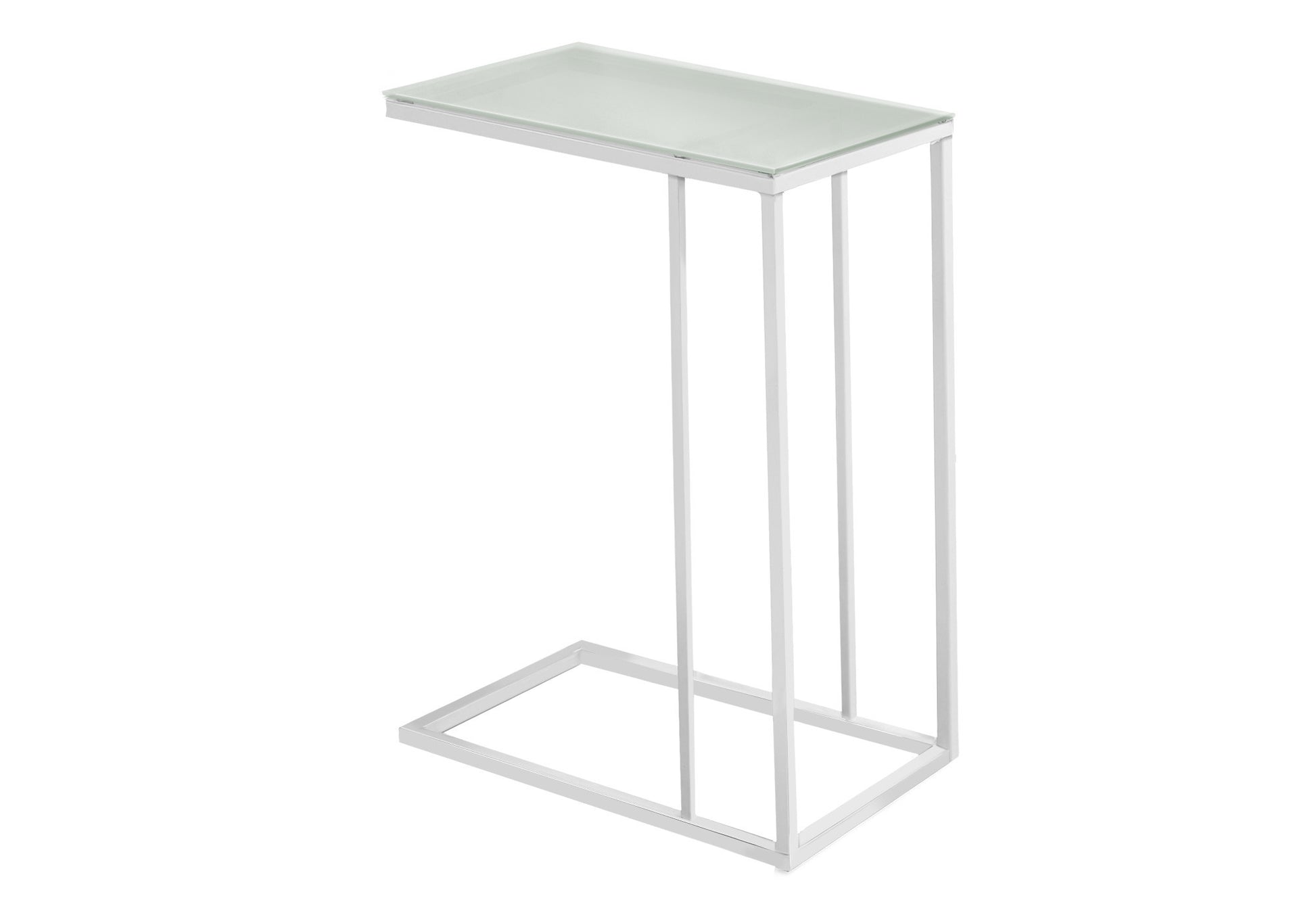 18.25" X 10.25" X 24" White Metal Tempered Glass Accent Table-Tray Tables-DECOROLALA