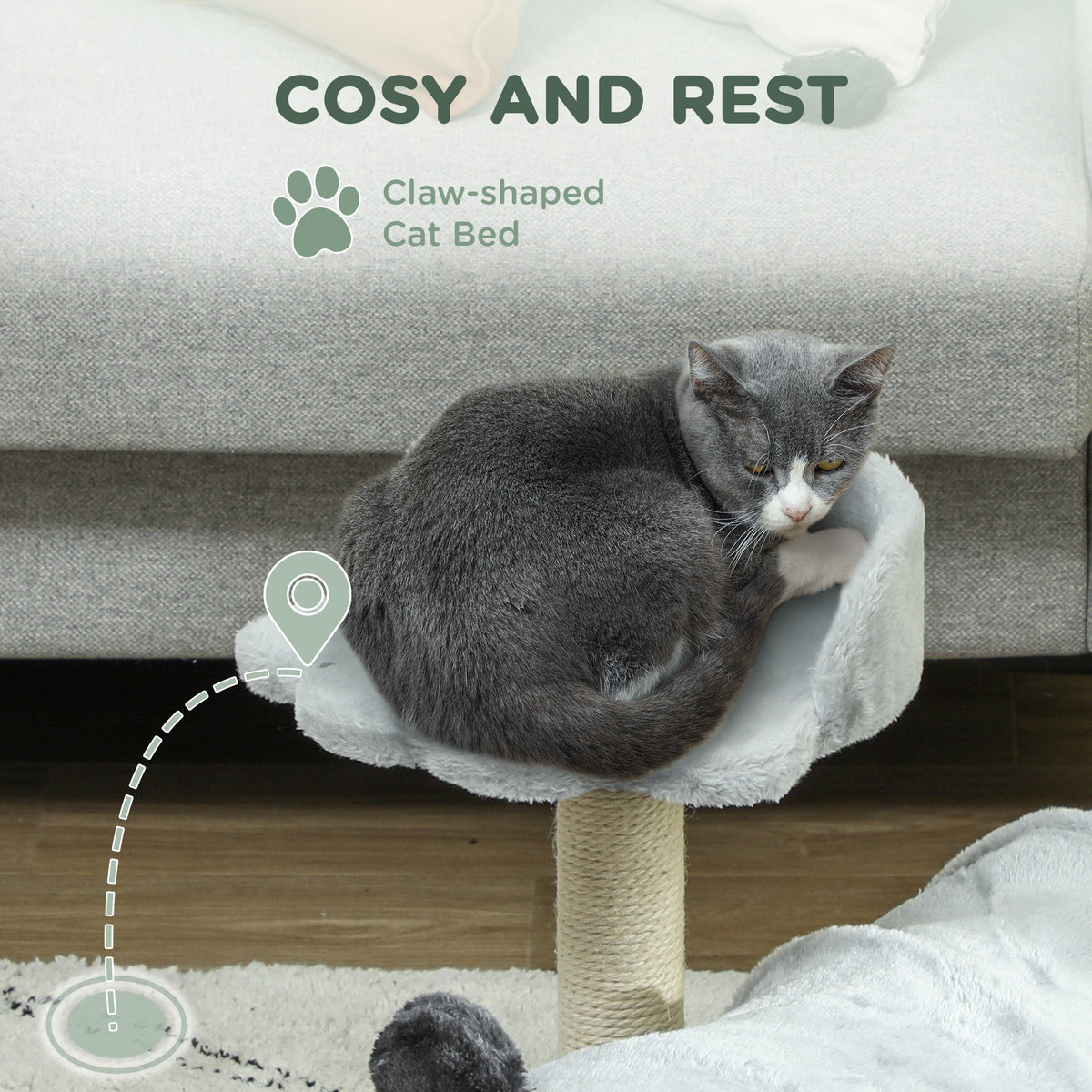 18.5" Compact Cat Tree with Tunnel and Scratching Post - Grey-Cats-DECOROLALA