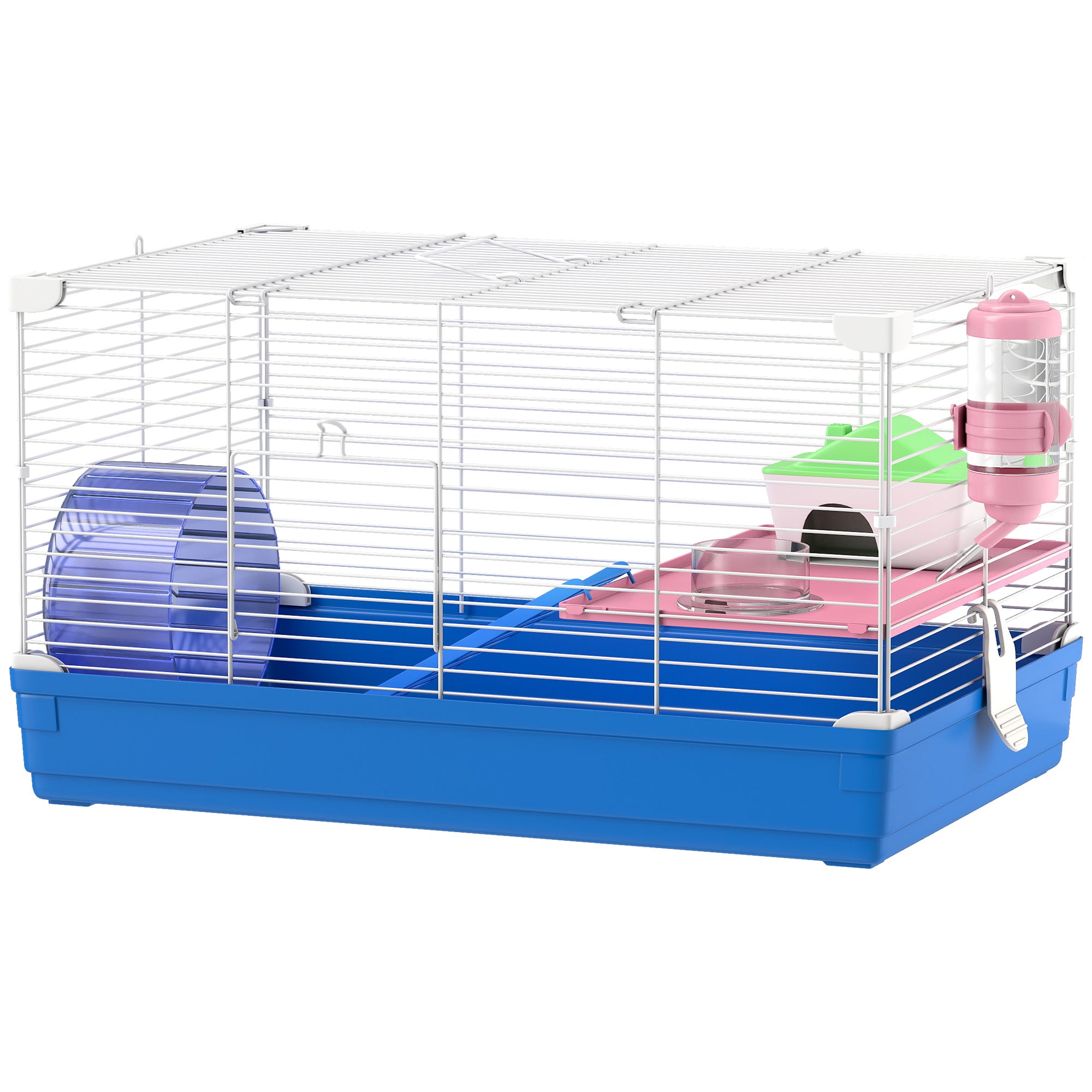 18.5" Hamster Cage with Exercise Wheel and Water Bottle Dish, Rat House and Habitats 2 Storey Design-Small Animals-DECOROLALA