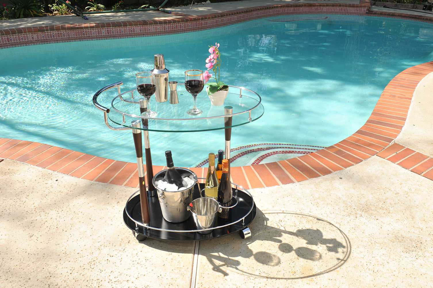 18.75" X 29.75" X 27.375" Chrome Serving Trolley-Kitchen Carts-Islands-DECOROLALA