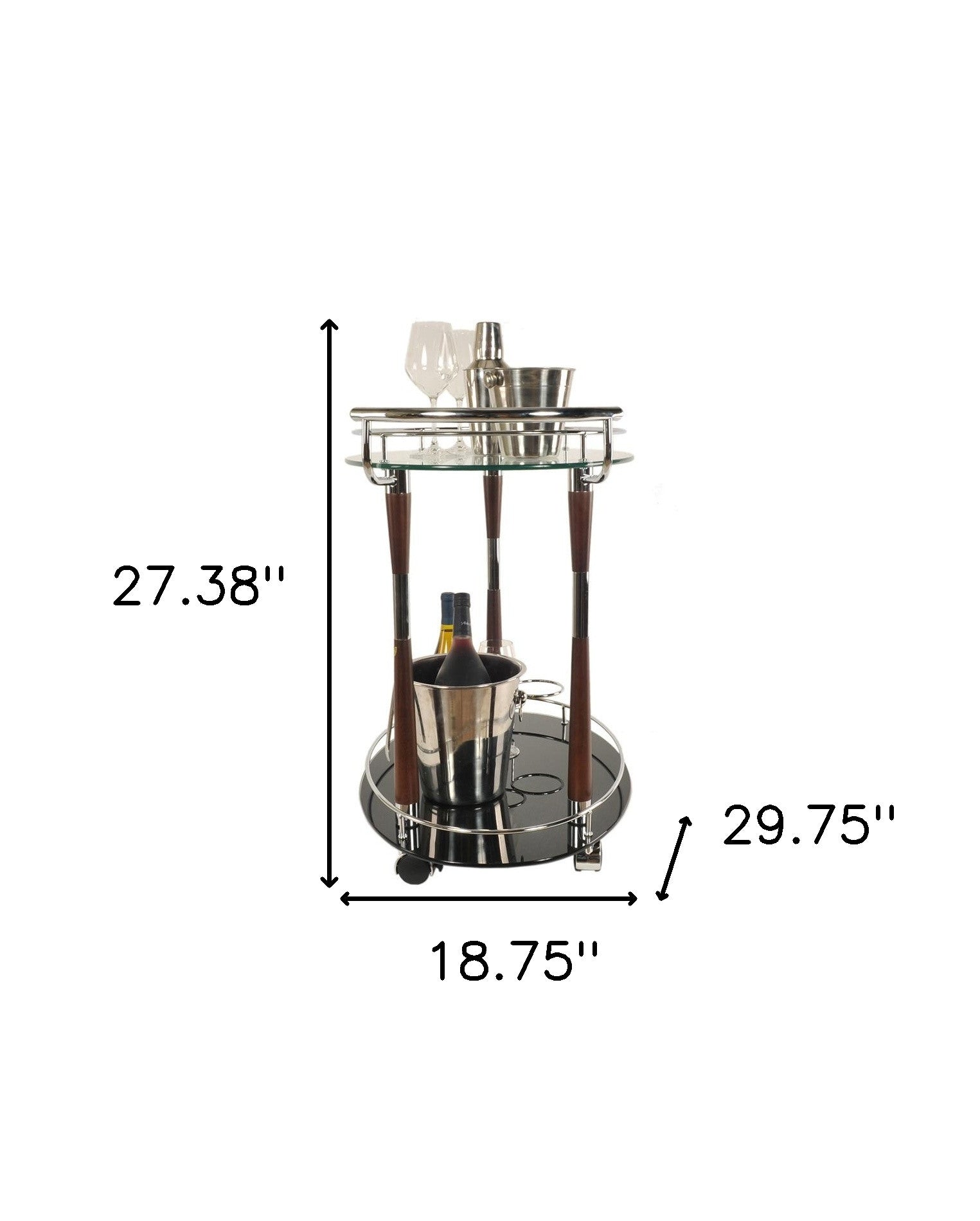18.75" X 29.75" X 27.375" Chrome Serving Trolley-Kitchen Carts-Islands-DECOROLALA