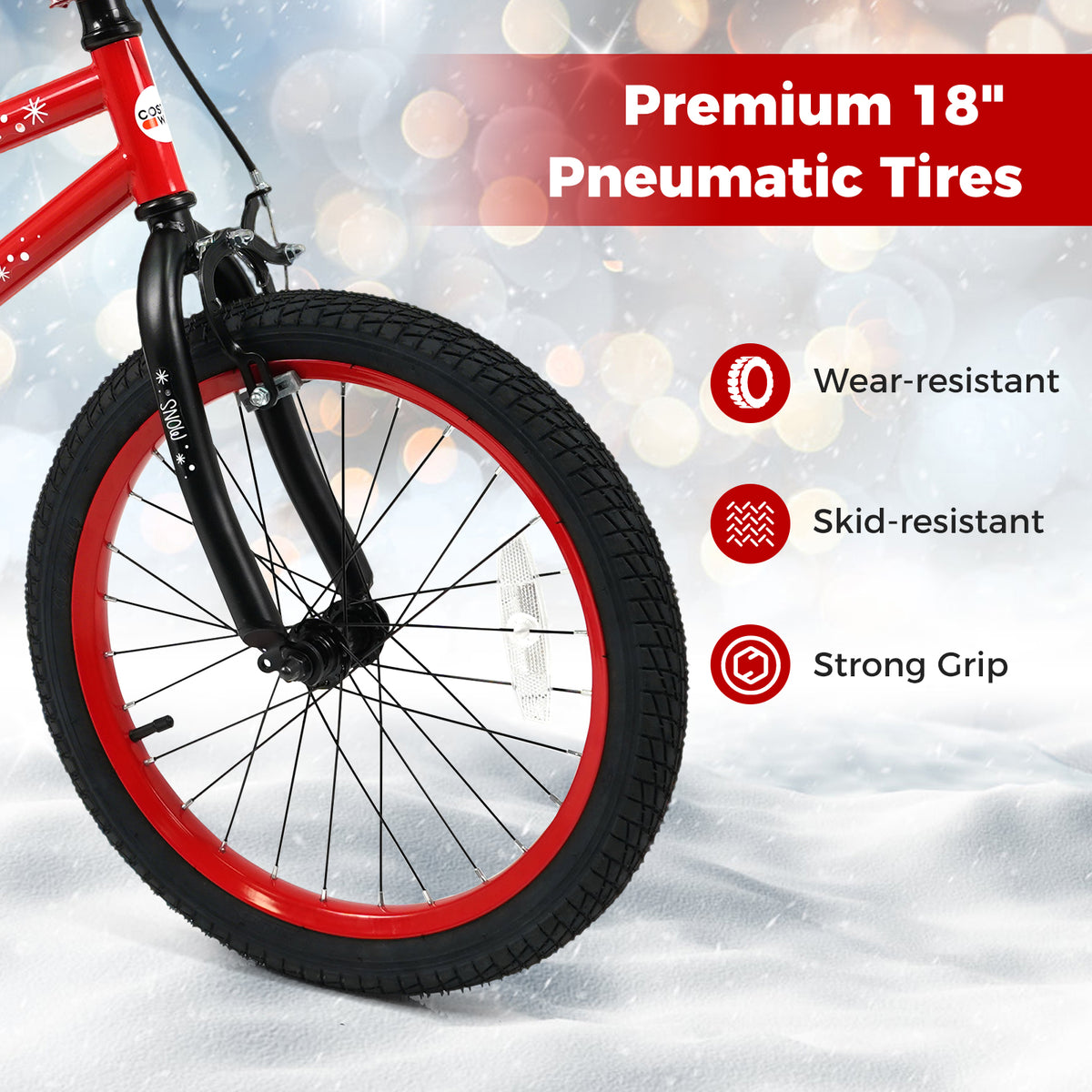 Kids Bike Adjustable with Christmas Music & Flag for Aged 3-5 Years Old
