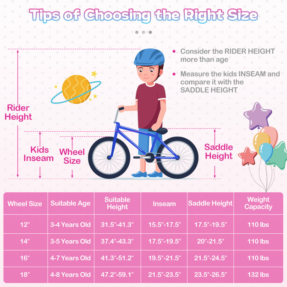 Kids Bike Adjustable with Basket and Streamers - Princess of the Sea Theme