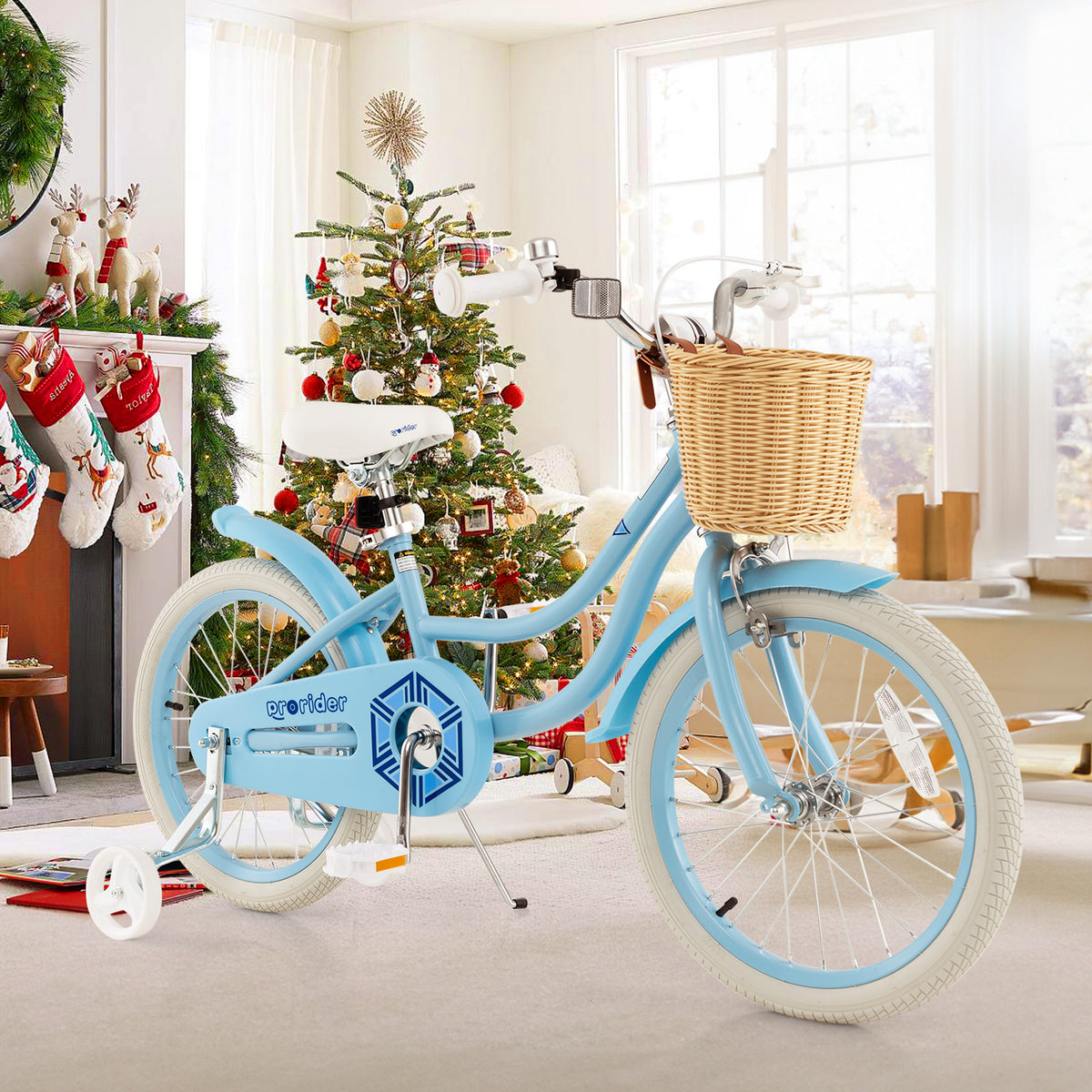 Kids Bike with Training Wheels and Adjustable Handlebar Seat
