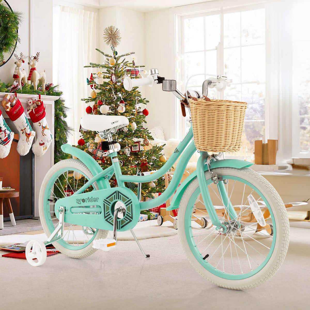 Kids Bike with Training Wheels and Adjustable Handlebar Seat
