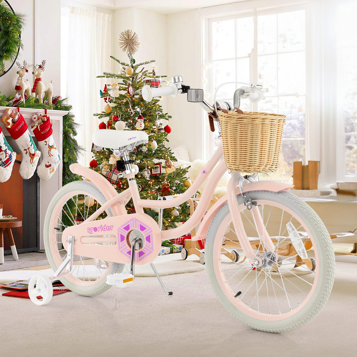 Kids Bike with Training Wheels and Adjustable Handlebar Seat