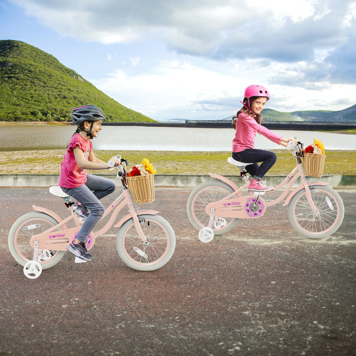 Kids Bike with Training Wheels and Adjustable Handlebar Seat