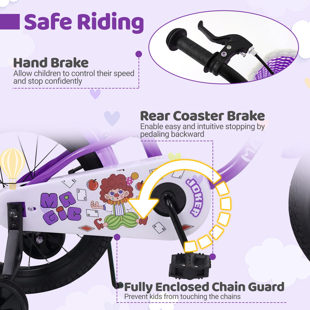 Kids Bike with Training Wheels for Aged 3-4 Years Old - Magic