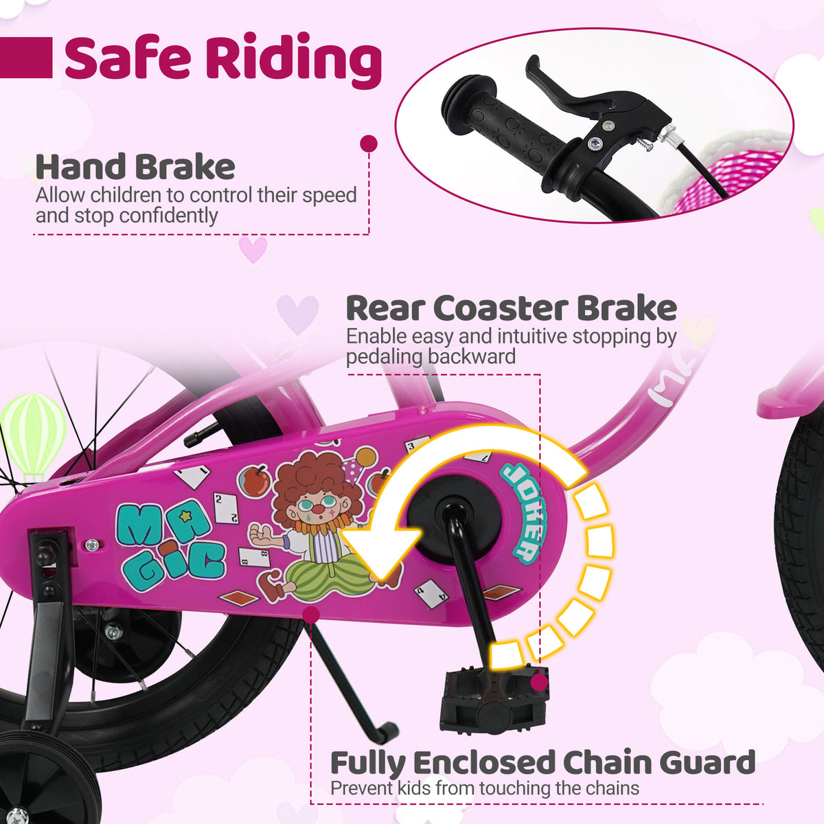 Vélo pour enfant avec petites roues pour 3-4 ans - Rose magique