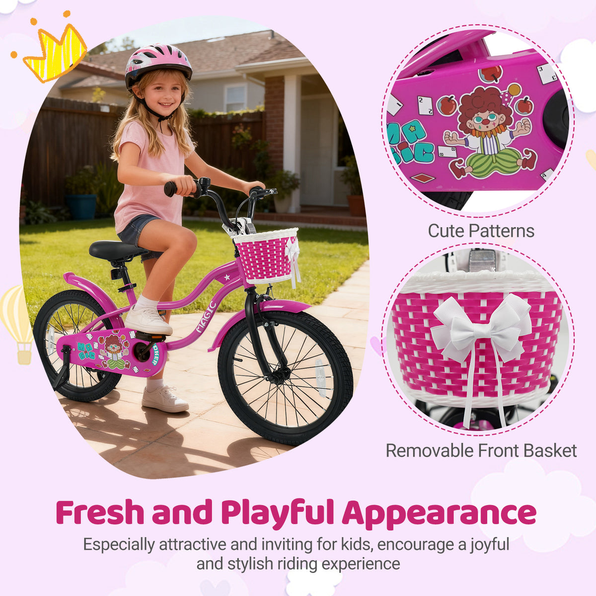 Vélo pour enfant avec petites roues pour 3-4 ans - Rose magique