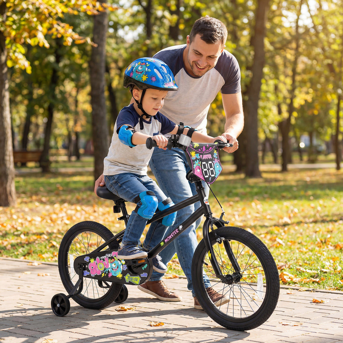 Kids Bike with Training Wheels for Ages 4-8 Years Old - Street Art Time