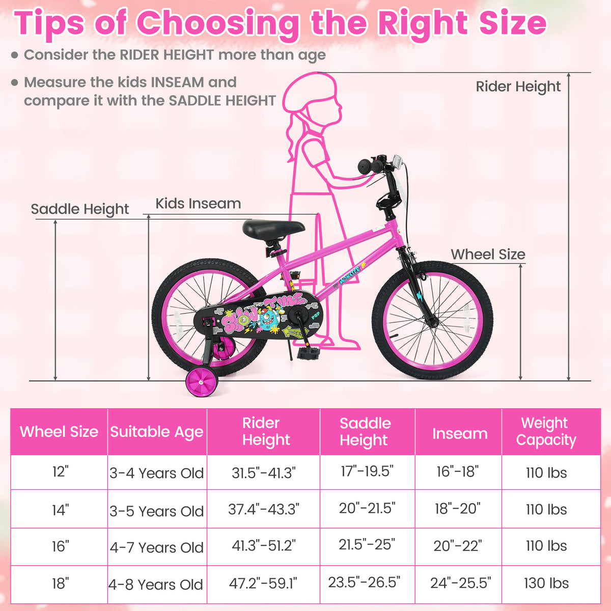 Kids Bike with Training Wheels for Ages 3-4 Years Old - Street Art Time