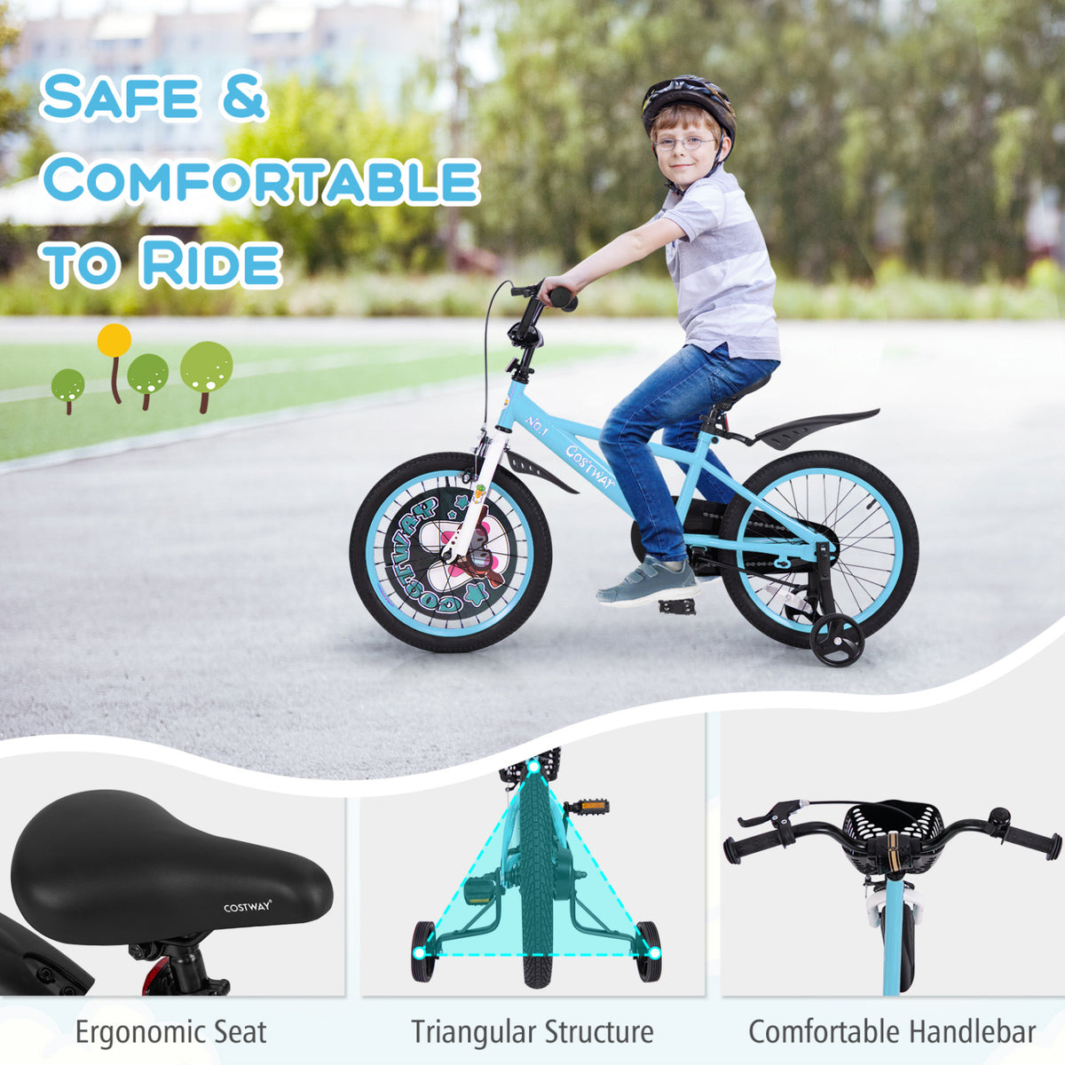 Kids Bike with Adjustable Handlebar and Saddle for 4-8 Years Old
