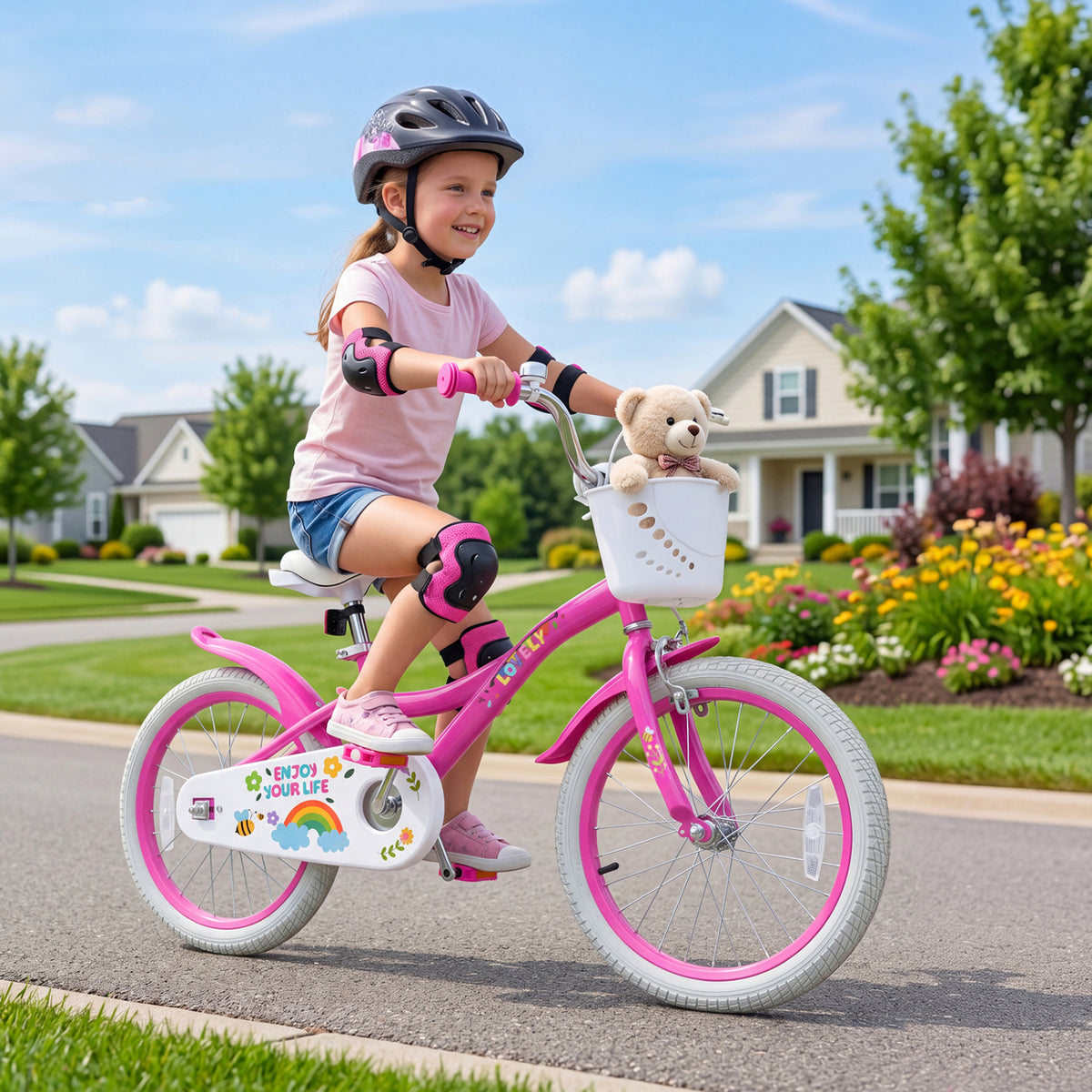 Girls Bike for 3-4 Years Old with Basket - Spring Party